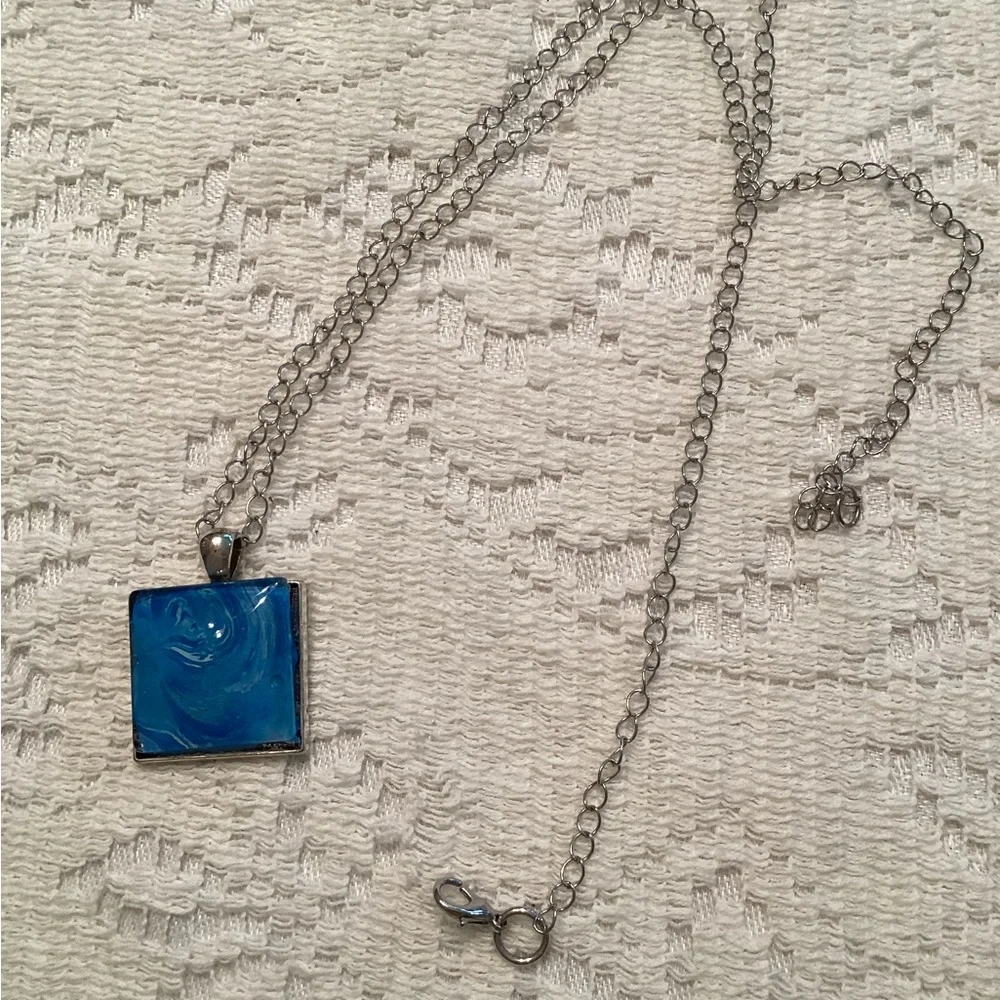 New Handmade Blue and Silver Necklace - Picture 2 of 3
